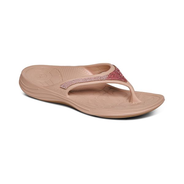 Aetrex Women's Fiji Orthotic Flip Flops - Pink | USA 410E2Y8